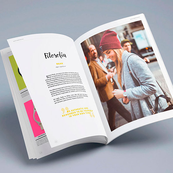 Catalogo de productos de marca de relojes, diseño editorial