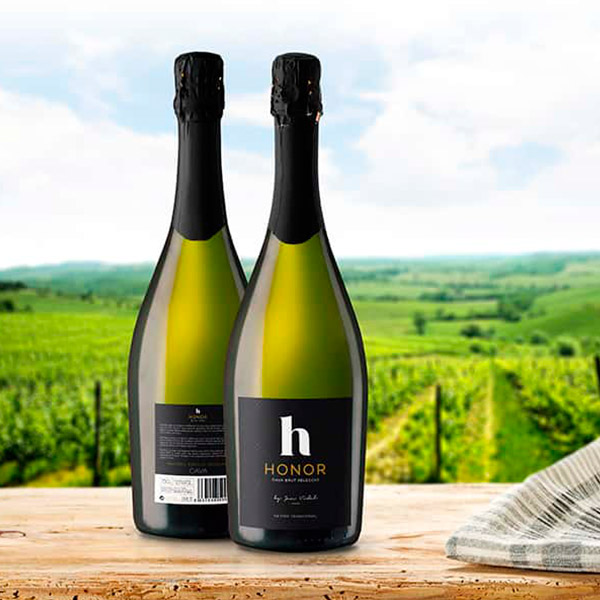 Diseño packaging y etiqueta de cava y vino